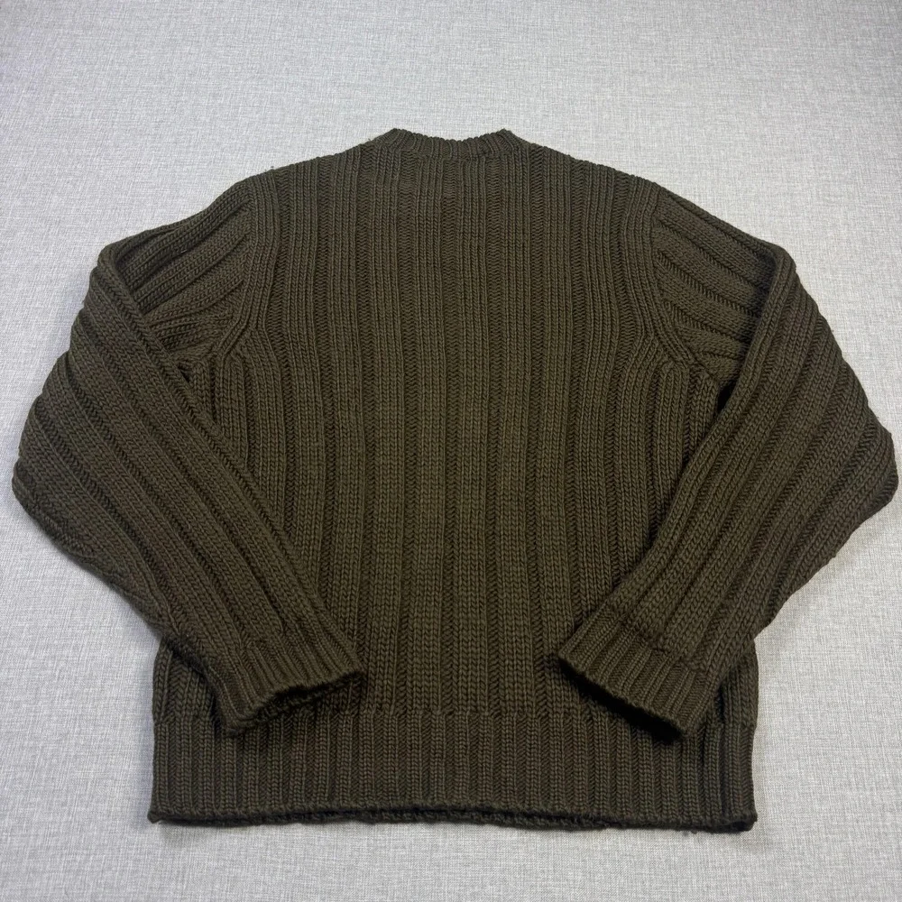 Polo Ralph Lauren Vintage Wool Ribbed Fisherman Sweater Mens Large Green Brown